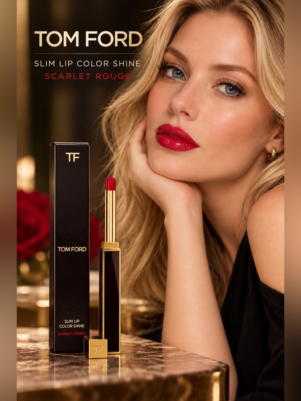 Tom Ford Slim Lip Color Shine in Scarlet Rouge (Red)